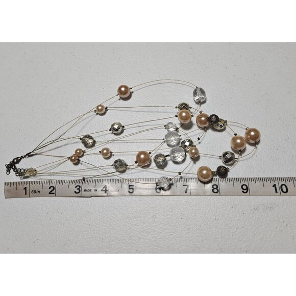 Elegant Faux Pearl Beaded Multi Strand Layered Necklace Fashion Jewelry Women - Picture 6 of 7
